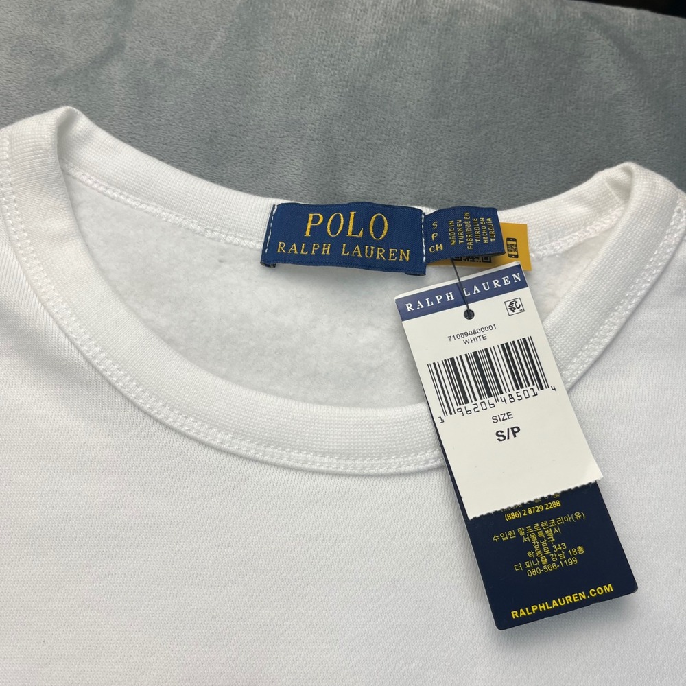 NWT Polo Ralph Lauren Tie Dye Logo Fleece Crewneck Sweatshirt Mens Small White‎ - Picture 4 of 9